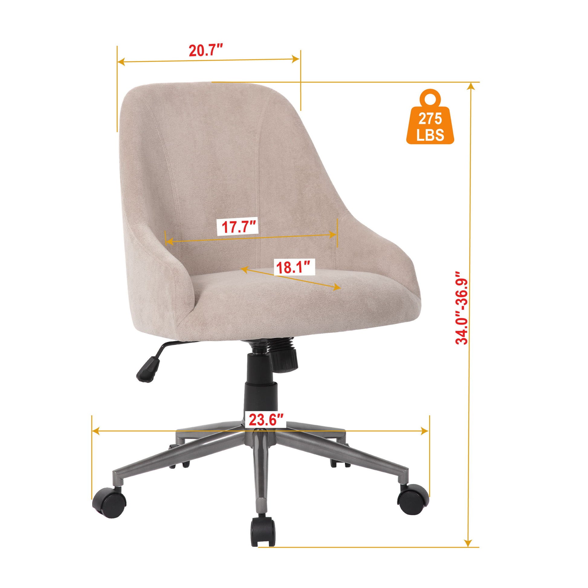 Enveloping Bucket Back Swivel Computer Chair For Home Decor - Beige Home Essentials