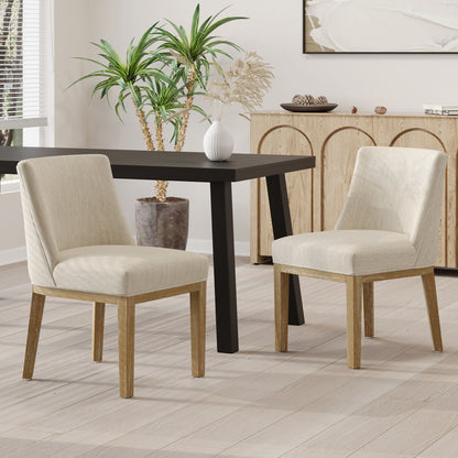 Modern Dining Chair With Durable Fabric Upholstery And Sturdy Wooden Frame (Set of 2) Noble House