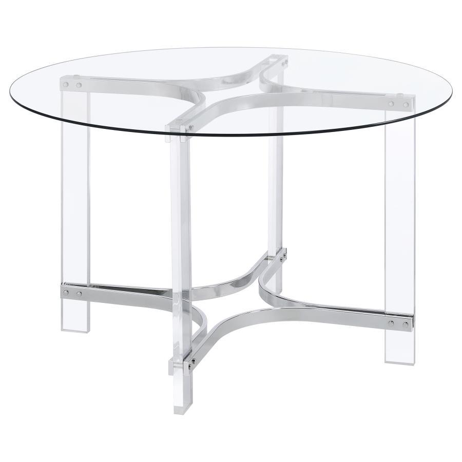Keeling - Round Glass Top Acrylic Dining Table - Chrome Coaster Fine Furniture