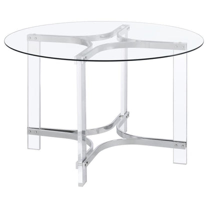 Keeling - Round Glass Top Acrylic Dining Table - Chrome Coaster Fine Furniture