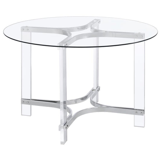 Keeling - Round Glass Top Acrylic Dining Table - Chrome Coaster Fine Furniture