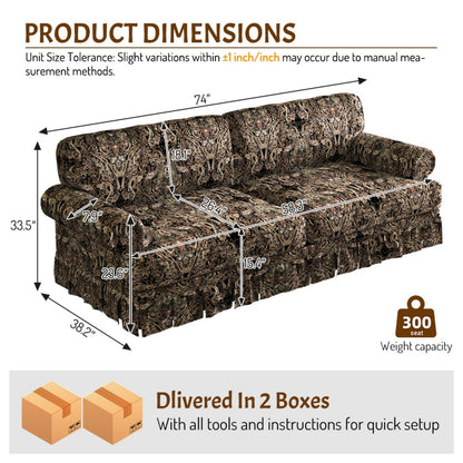Luxuriously Comfortable Cloud Couch Sofa With Elegant Rolled Arms & Pleated Skirt Design Home Essentials