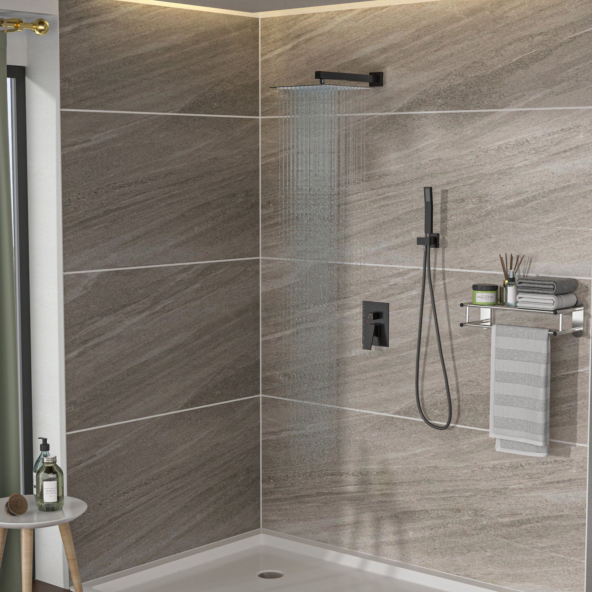 Dual Shower Head System With 12" Wall Mounted Square Rain Shower And Rough In Valve Daily Nest