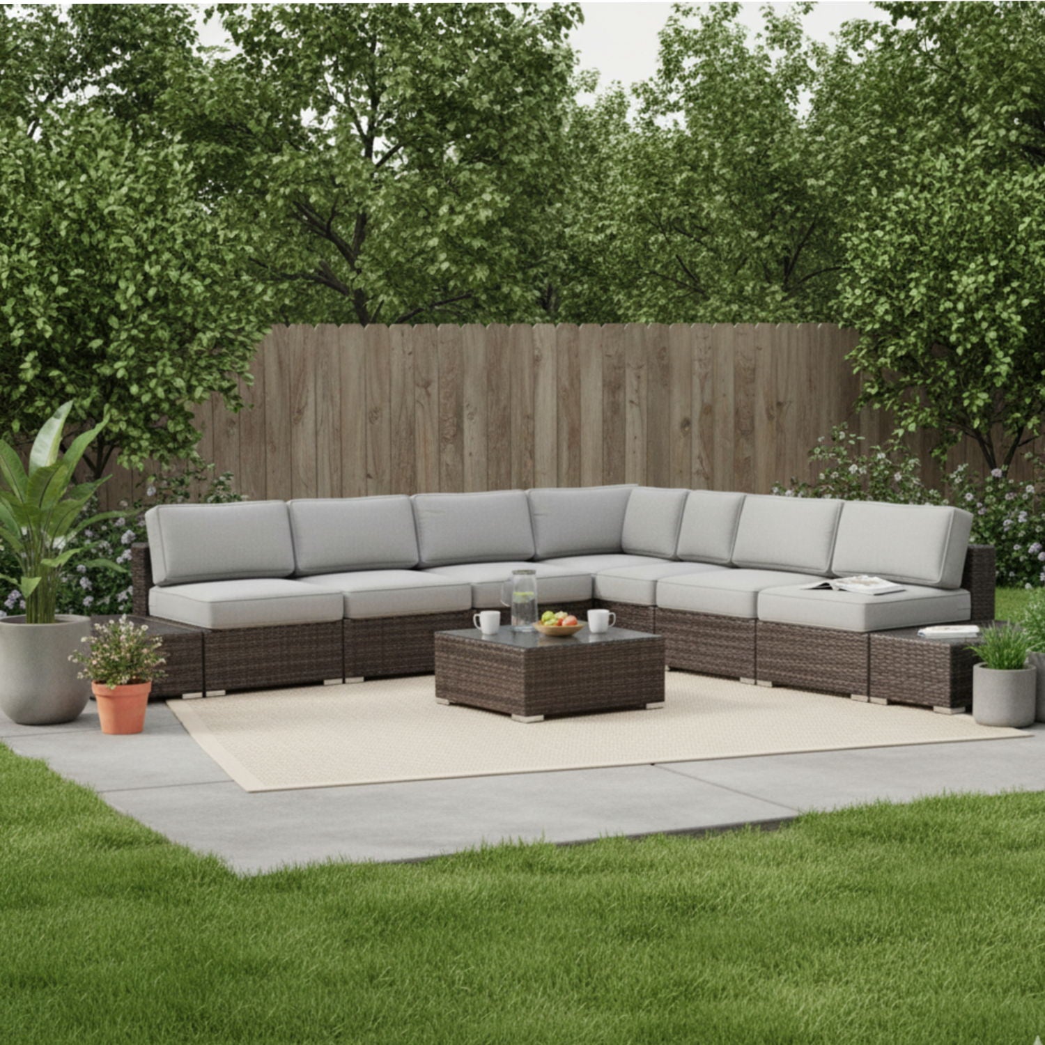 Wicker Sectional Seating Group With Plush Cushions LSI Patio Furniture