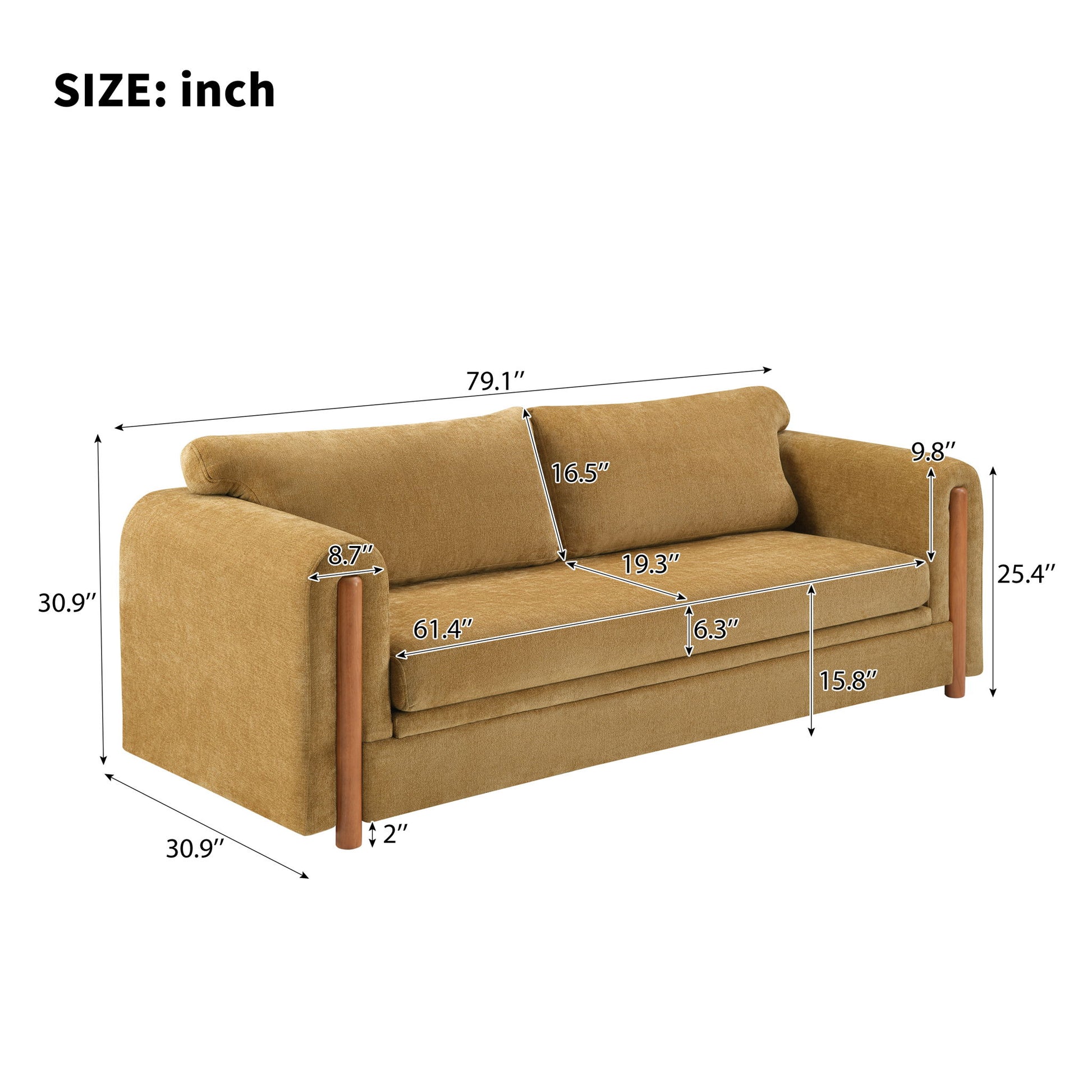 Modern 3 Seater Upholstered Couch Sofa For Living Room Noble House
