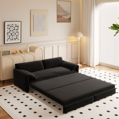 Pull Out 3 In 1 Convertible Sleeper Sofa With Side Storage, Multi Functional Home Essentials