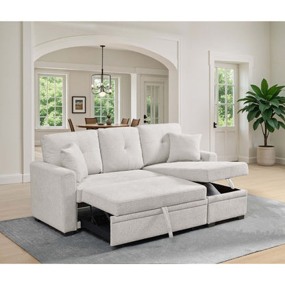 Upholstered Sectional With Pull Out Bed And Chaise Storage Home Essentials