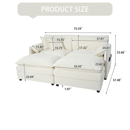 Modern Comfy Deep Seat Modular Sectional Sofa Cloud Couch With Ottoman Home Essentials