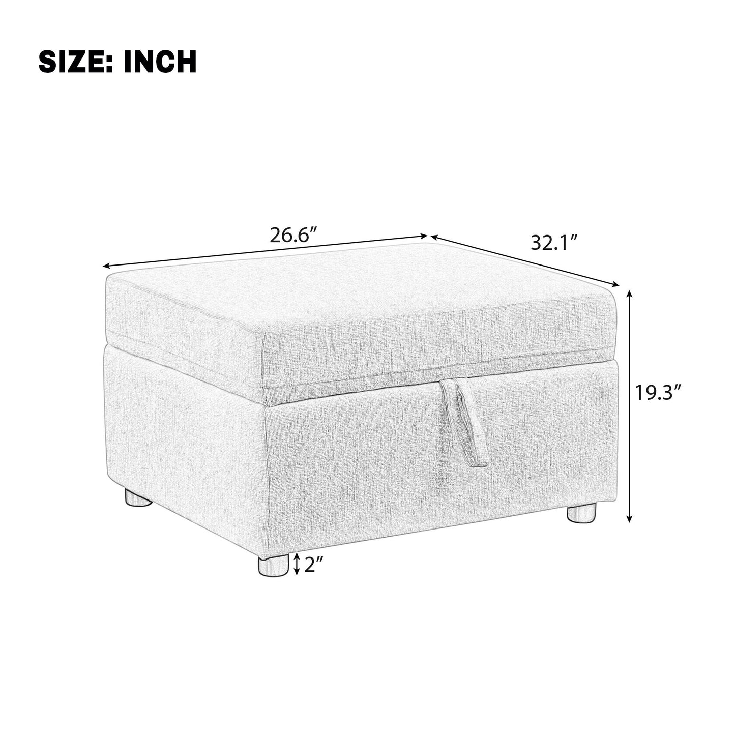 Movable Storage Ottoman Footrest For Living Room Hearth and Haven