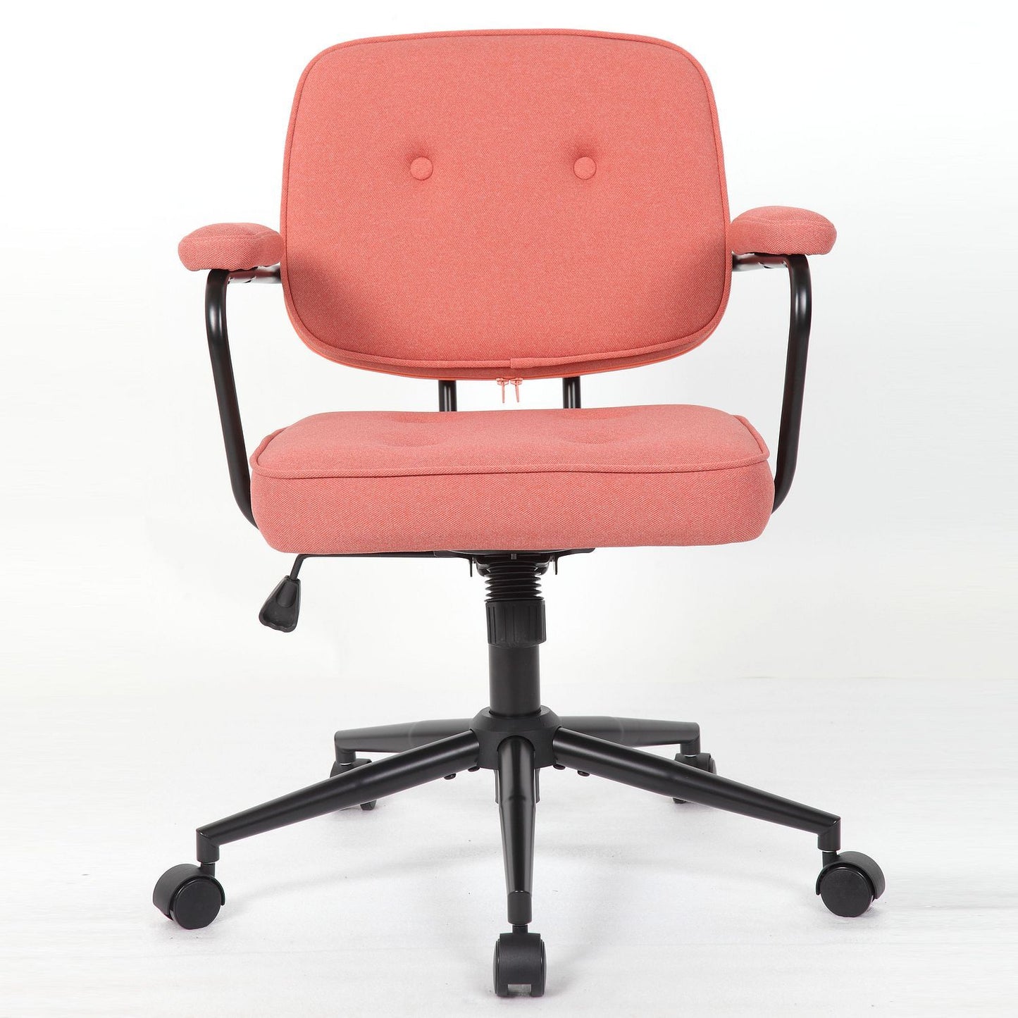 Button Mid Back Swivel Desk Chair With Curved Armrest - Pink Home Essentials