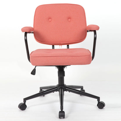 Button Mid Back Swivel Desk Chair With Curved Armrest - Pink Home Essentials