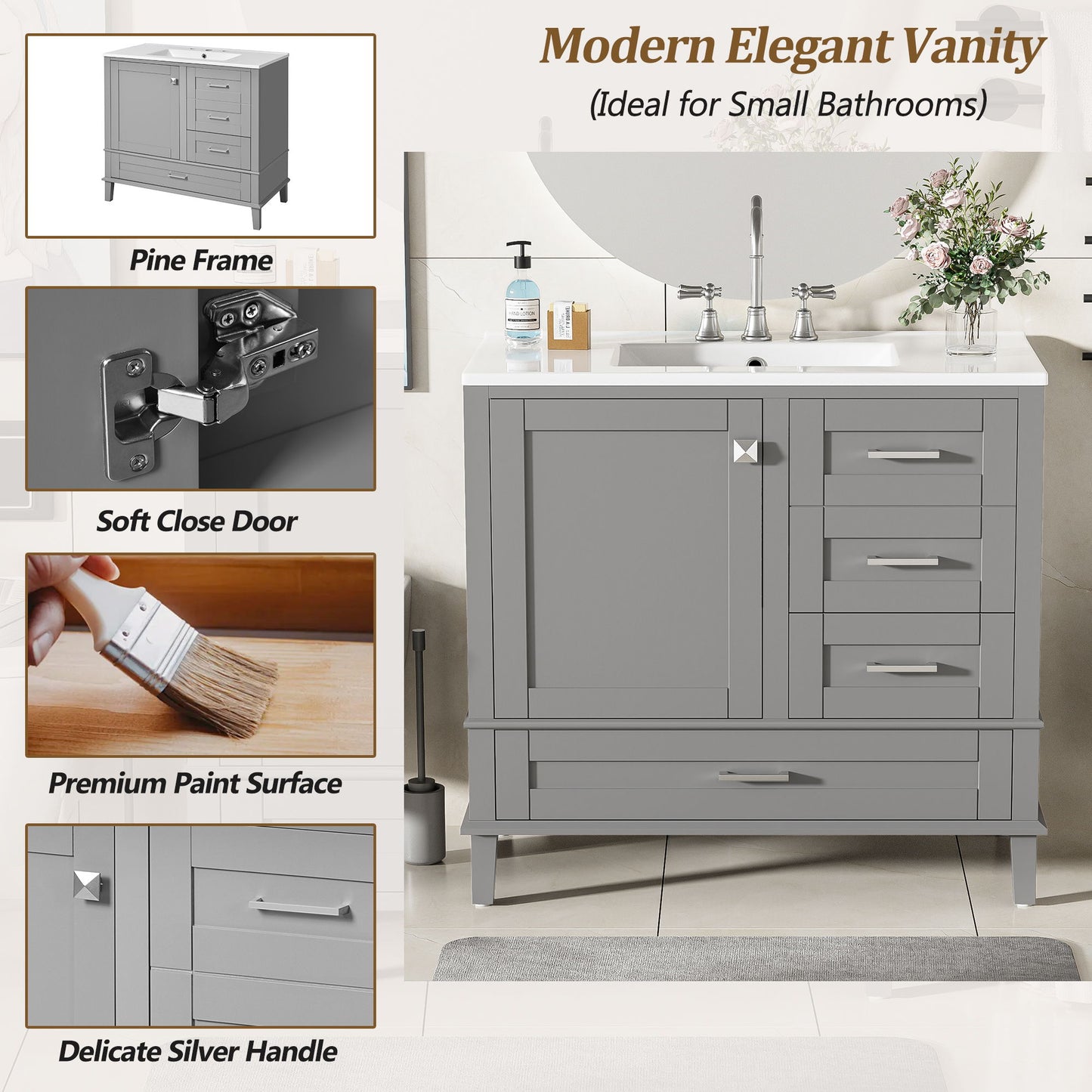 Traditional Bathroom Vanity Set With Soft Close Doors Hearth and Haven
