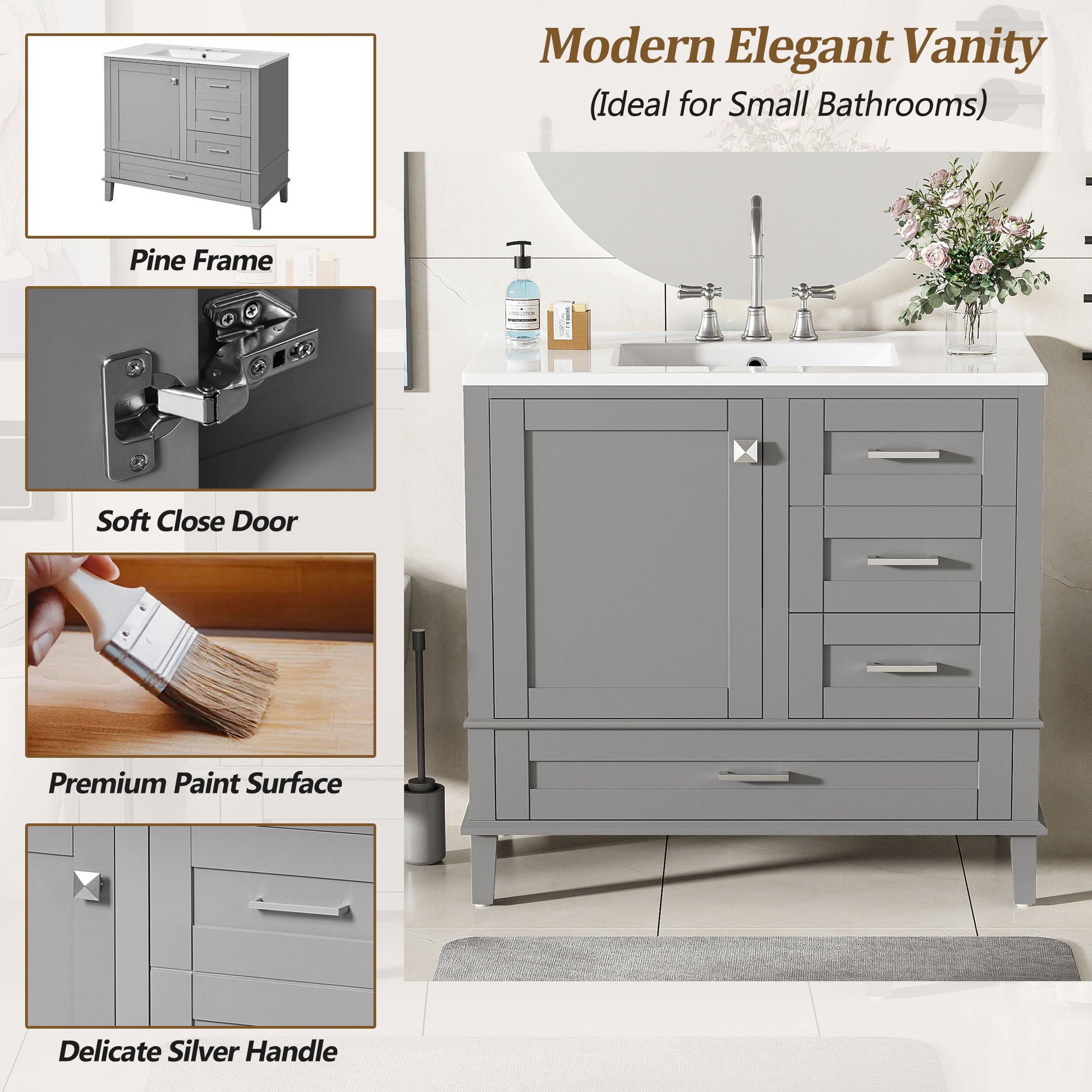 Traditional Bathroom Vanity Set With Soft Close Doors Hearth and Haven