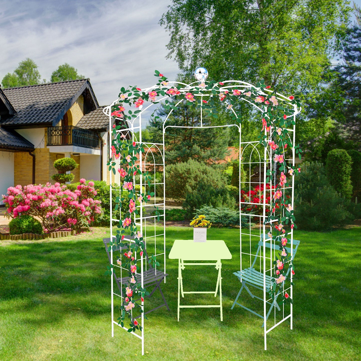 Metal Garden Arch Iron Garden Arbors Gazebo Dia High Birdcage Shape Pergola Pavilion For Wedding Ceremony