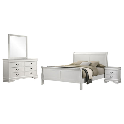 Mckee - 4 Piece Queen Bedroom Set, Includes Bed, Nightstand, Dresser And Mirror - White Furniture Max