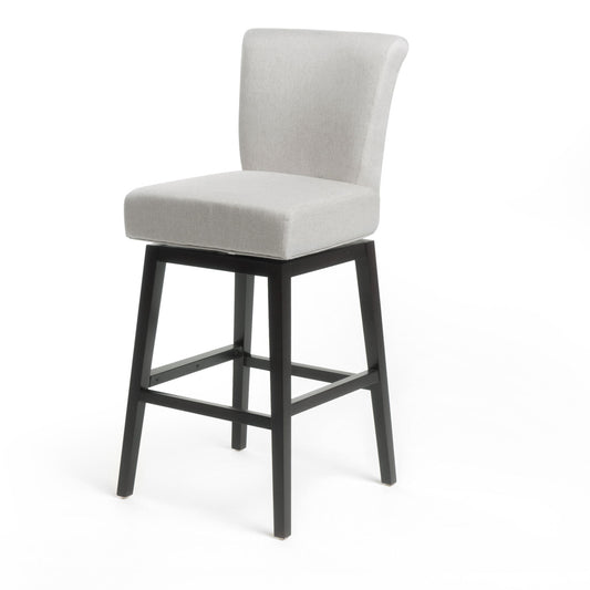 Quicksilvered - Upholstered Swivel Counter Stool With Wood Legs - Beige Noble House