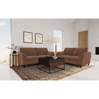 Dania - 2 Piece Upholstered Crescent Arm Sofa Set - Rust Furniture Max