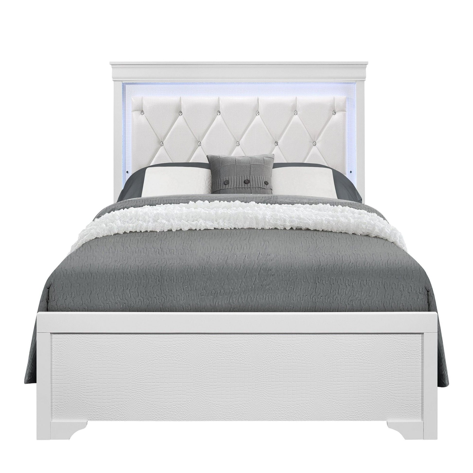 Shaker - Bed With LED Lighting And Crystal Inspired Tufted Headboard Global Furniture USA