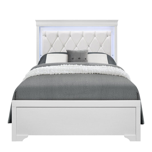Shaker - Bed With LED Lighting And Crystal Inspired Tufted Headboard Global Furniture USA