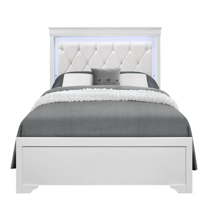 Shaker - 5 Pieces Bedroom Set With Crystal Inspired Tufted Headboard And LED Lighting Global Furniture USA