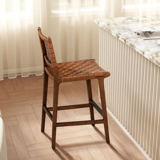 Andre - Counter Stool With Back - Pecan Brown Jennifer Taylor Home