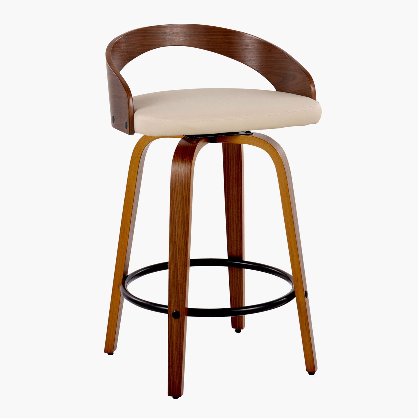 Grotto - Mid Century Modern Fixed Height Counter Stool With Swivel With Round Footrest (Set of 2) Lumi Source