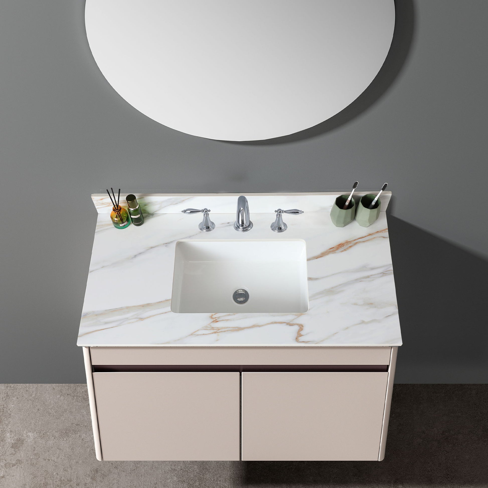 Vanity Top With Undermount Sink And Backsplash, Sintered Stone Daily Nest