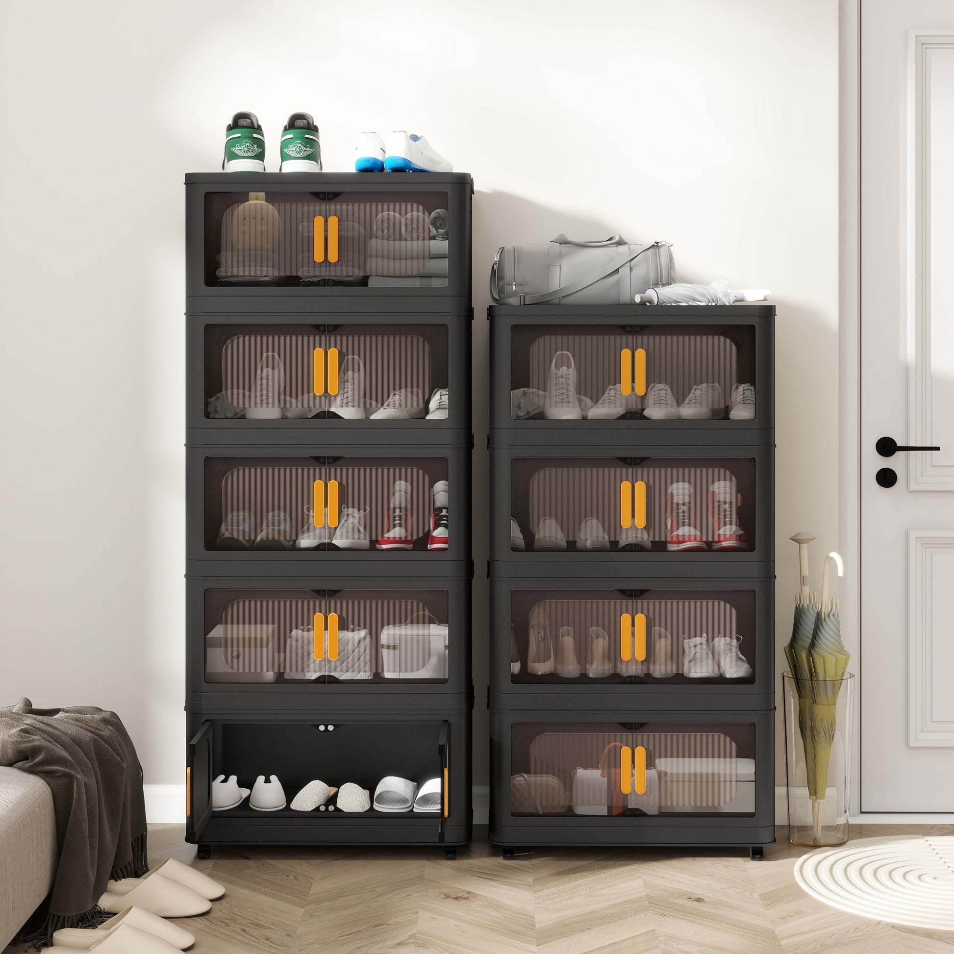 Folding Storage Cabinet With Magnetic Doors And Wheels Home Essentials