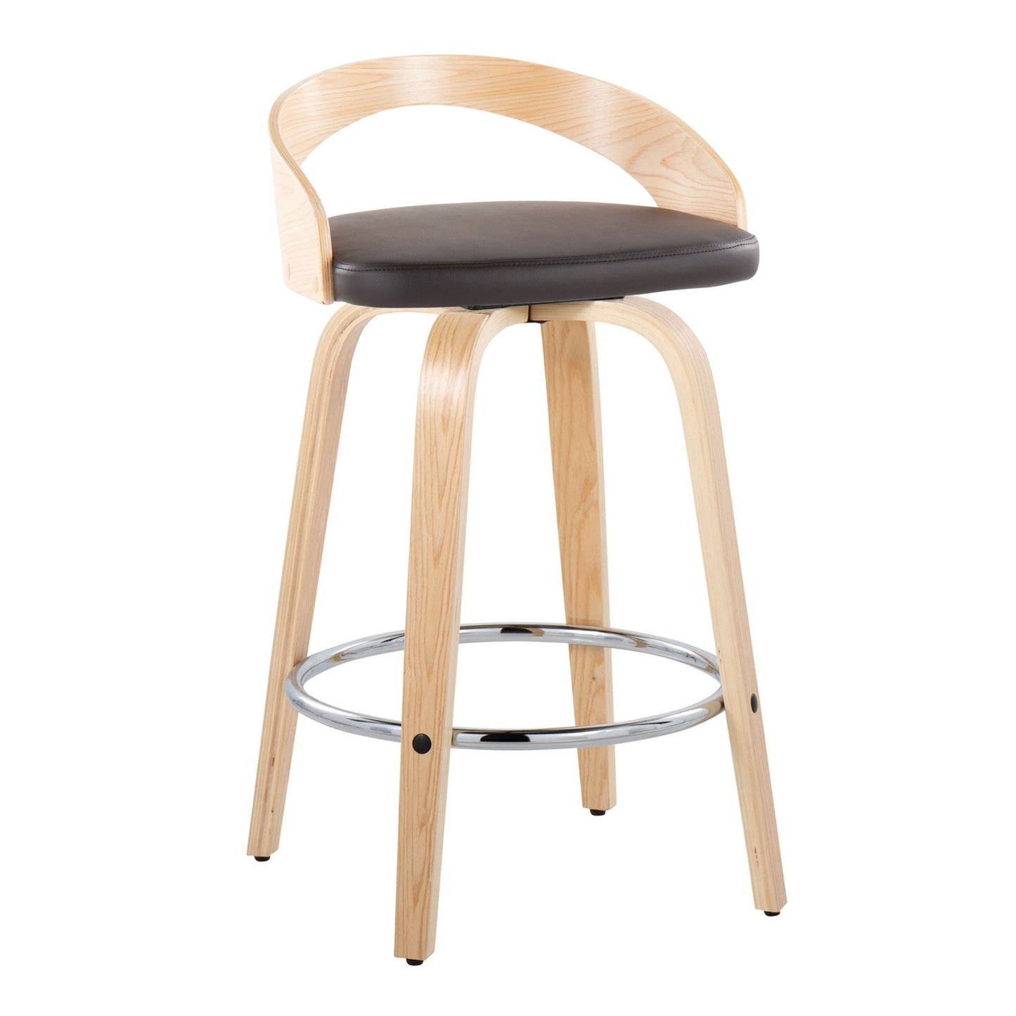 Grotto - Contemporary Fixed Height Counter Stool With Swivel With Round Footrest (Set of 2) Lumi Source