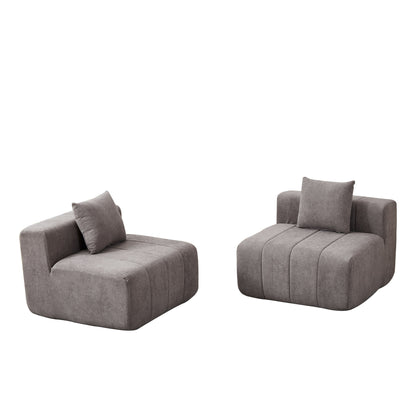 Modular Sectional Sofa With 2 Pillows, Symmetrical Design Home Essentials