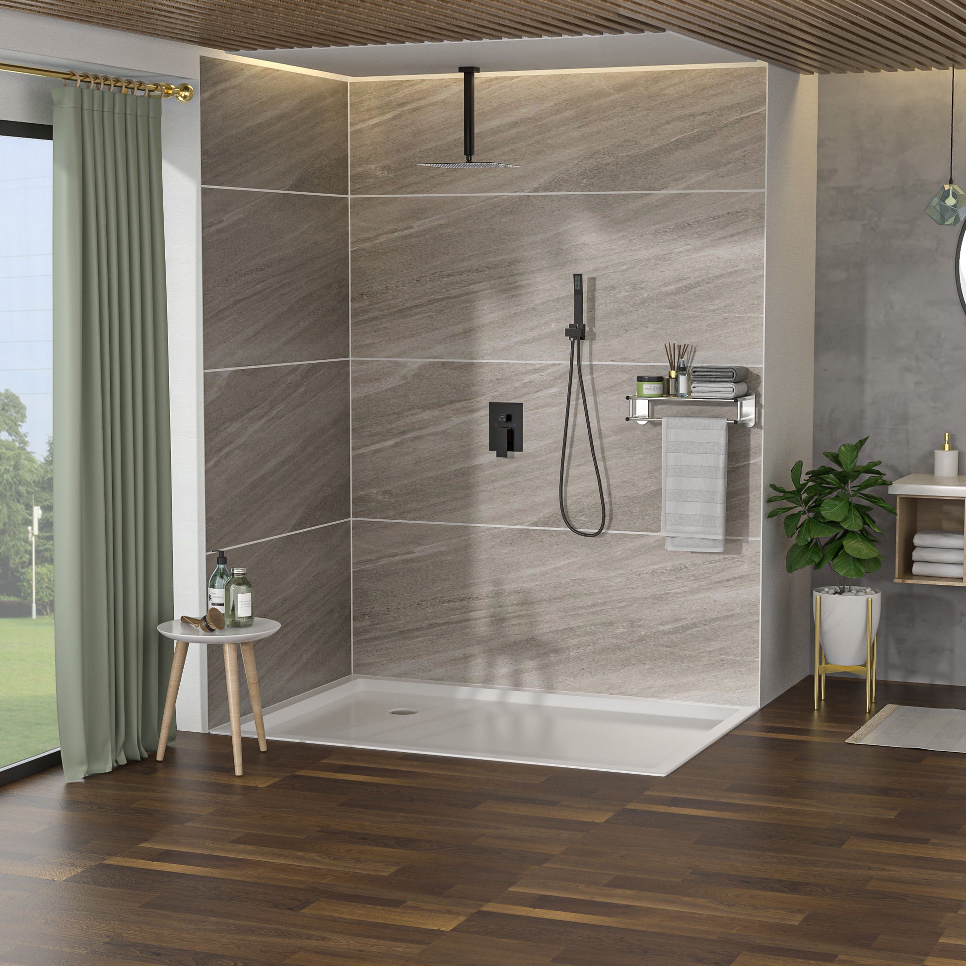 Dual Shower Head 16" Ceiling Mount Square Shower System With Rough In Valve Daily Nest