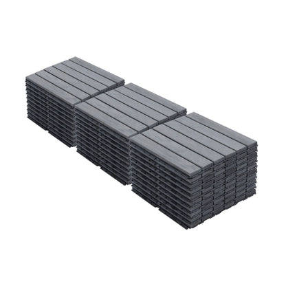 Interlocking Deck Tiles Striped Pattern, Waterproof Anti Mildew Brown Daily Nest