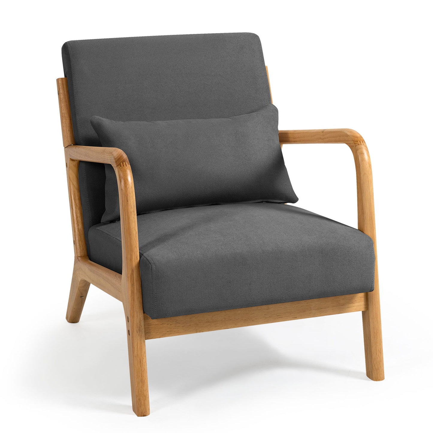 Leisure Chair With Solid Wood Armrest And Feet, Mid-Century Modern Accent Sofa, 1 Seat Home Essentials