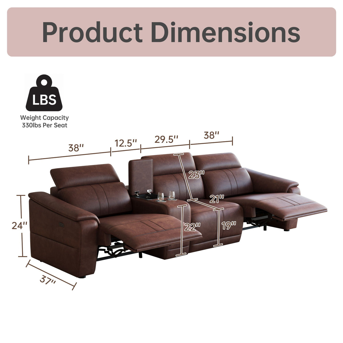 Modular Sofa With Recliners And Cup Holders Sectional Set Home Essentials