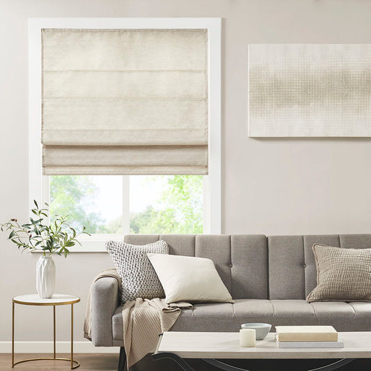 Como - 31" Printed Room Darkening Cordless Roman Shade - Ivory Madison Park