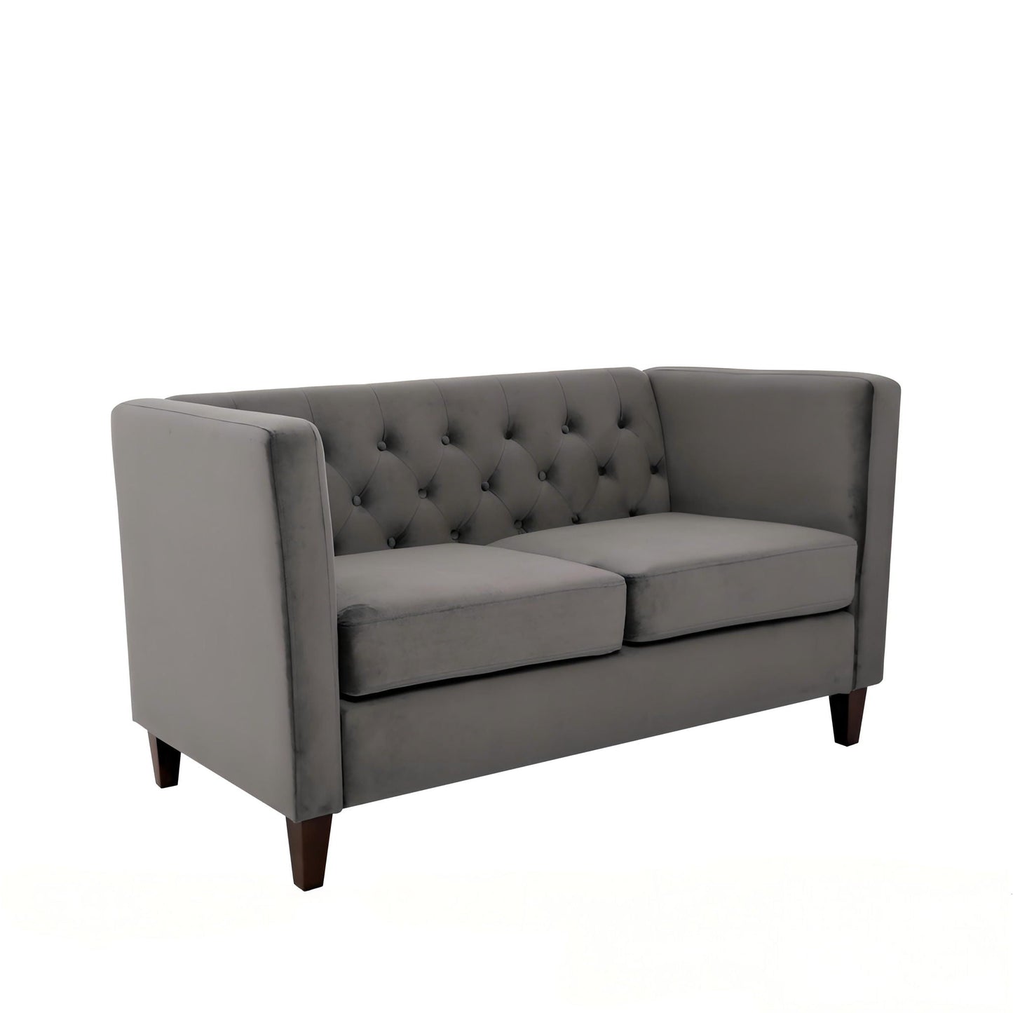 Button Tufted Loveseat, 2 Seater With Square Arm Couch For Living Room US Pride