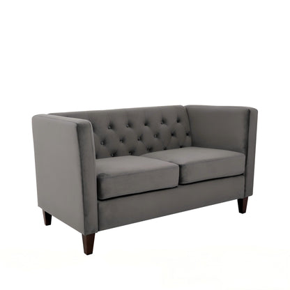 Button Tufted Loveseat, 2 Seater With Square Arm Couch For Living Room US Pride
