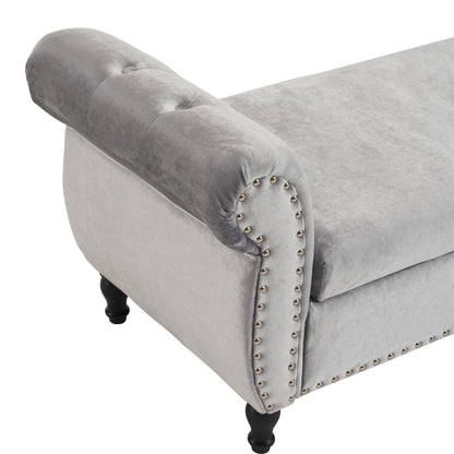 Luxurious Velvet Multifunctional Storage Ottoman Bench With Pillow Noble House