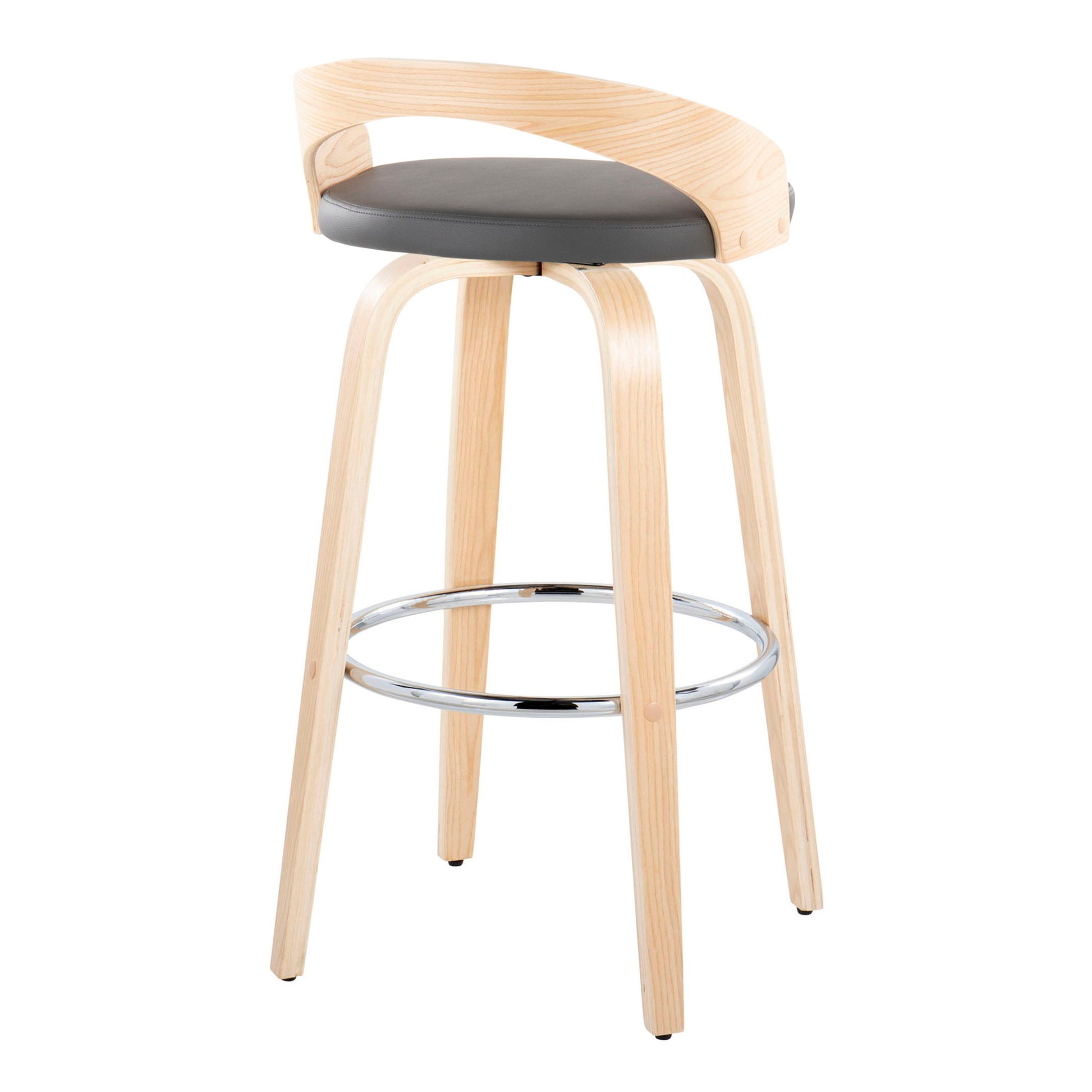 Grotto - Contemporary Fixed-Height Barstool With Swivel With Round Footrest (Set of 2) Lumi Source