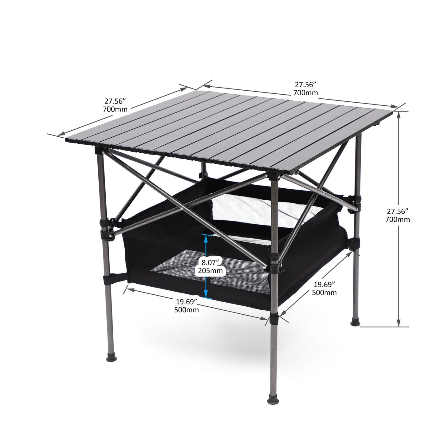 Folding Outdoor Table With Carrying Bag, Lightweight Aluminum Roll-Up Square Table For Indoor, Outdoor Camping, Picnics, Beach, Backyard, Bbq, Party, Patio - Black Home Essentials