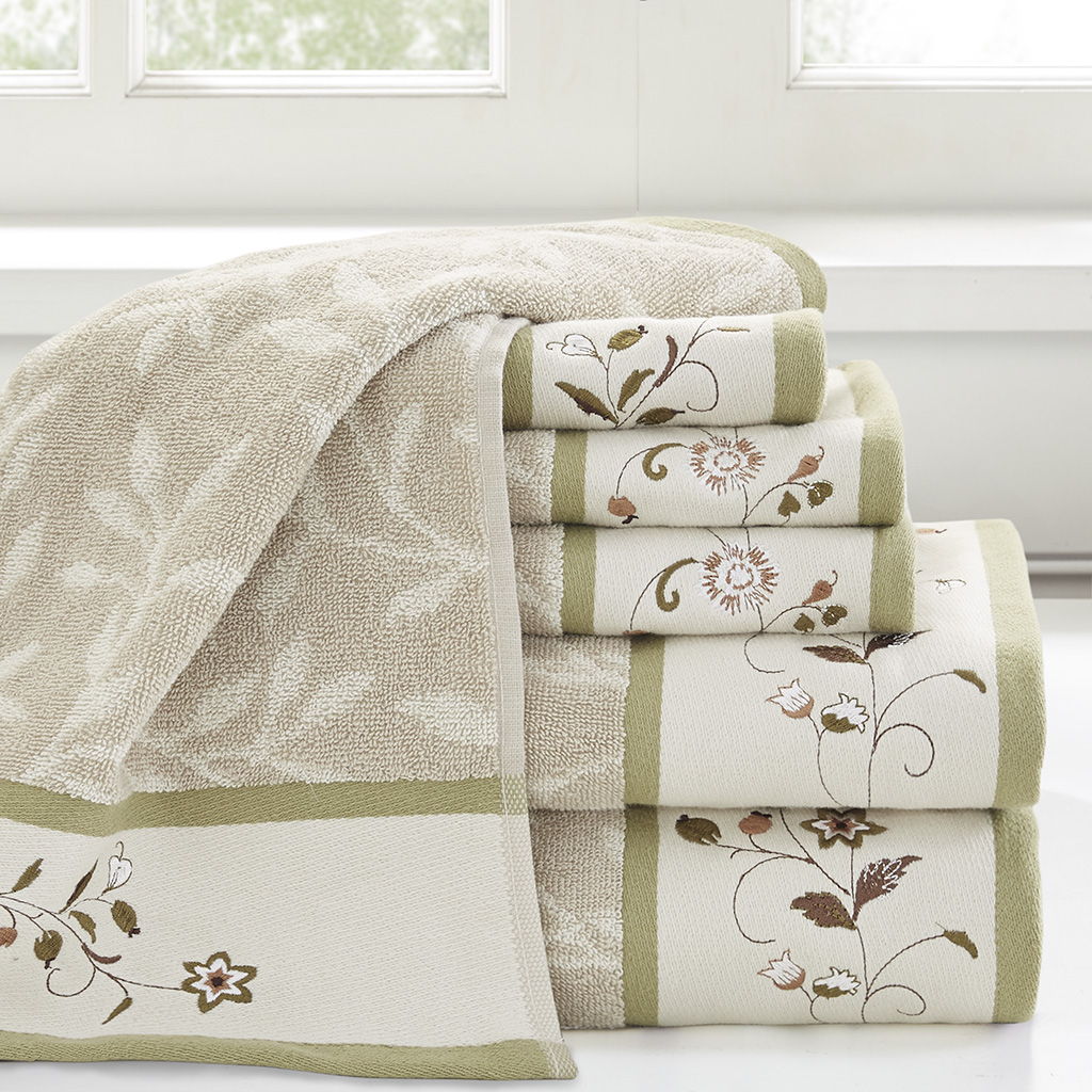 Serene - Jacquard 6 Piece Towel Set - Green