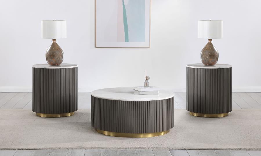 Jason - Round Marble Coffee Table Set Coaster Fine Furniture