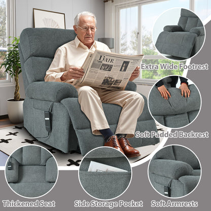 Oversized Power Lift Recliner Chai With Remote Control, Side Pocket, Spacious Seat Home Essentials