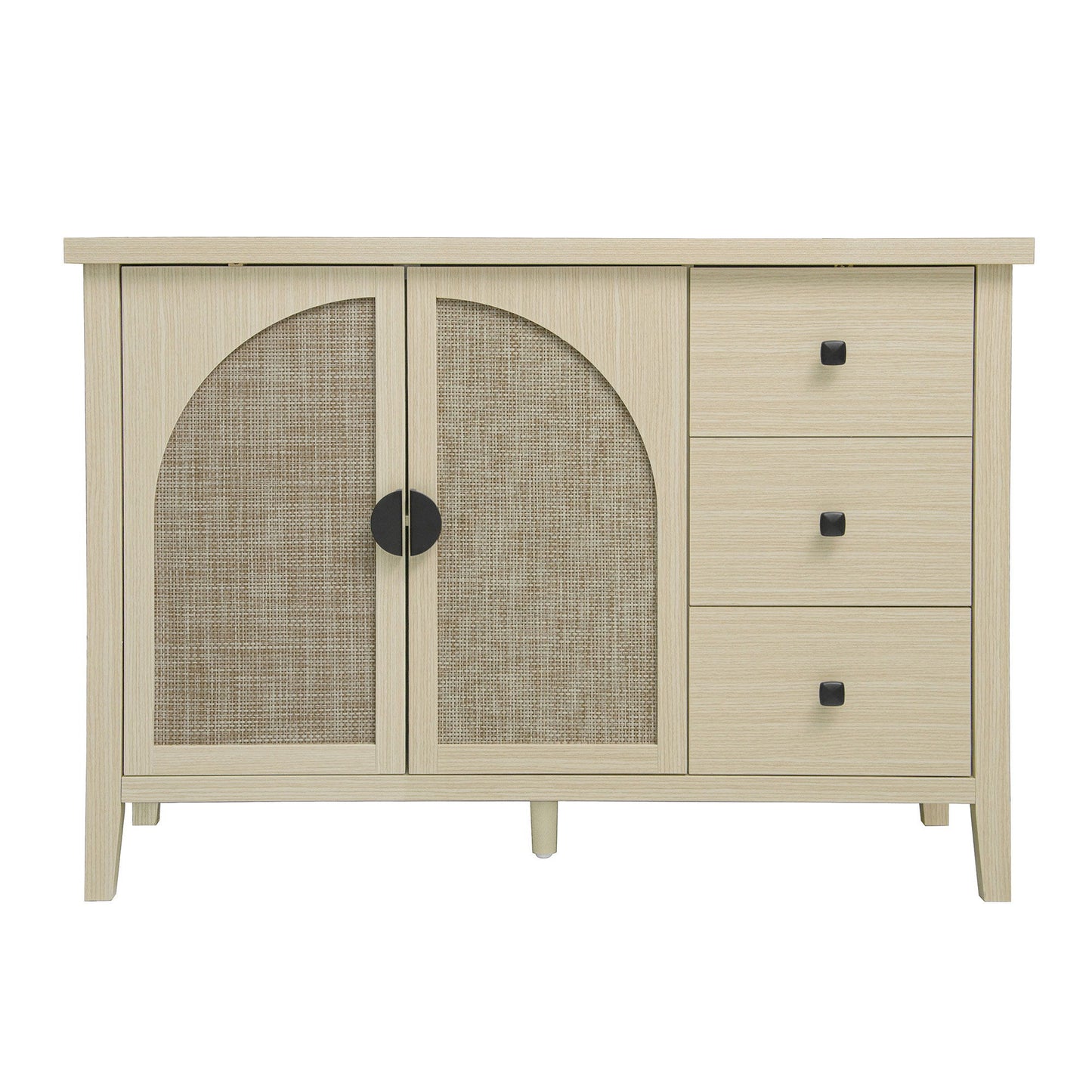 Rattan 2 Door 3 Drawer Cabinet, Suitable For Bedroom - Natural Home Essentials