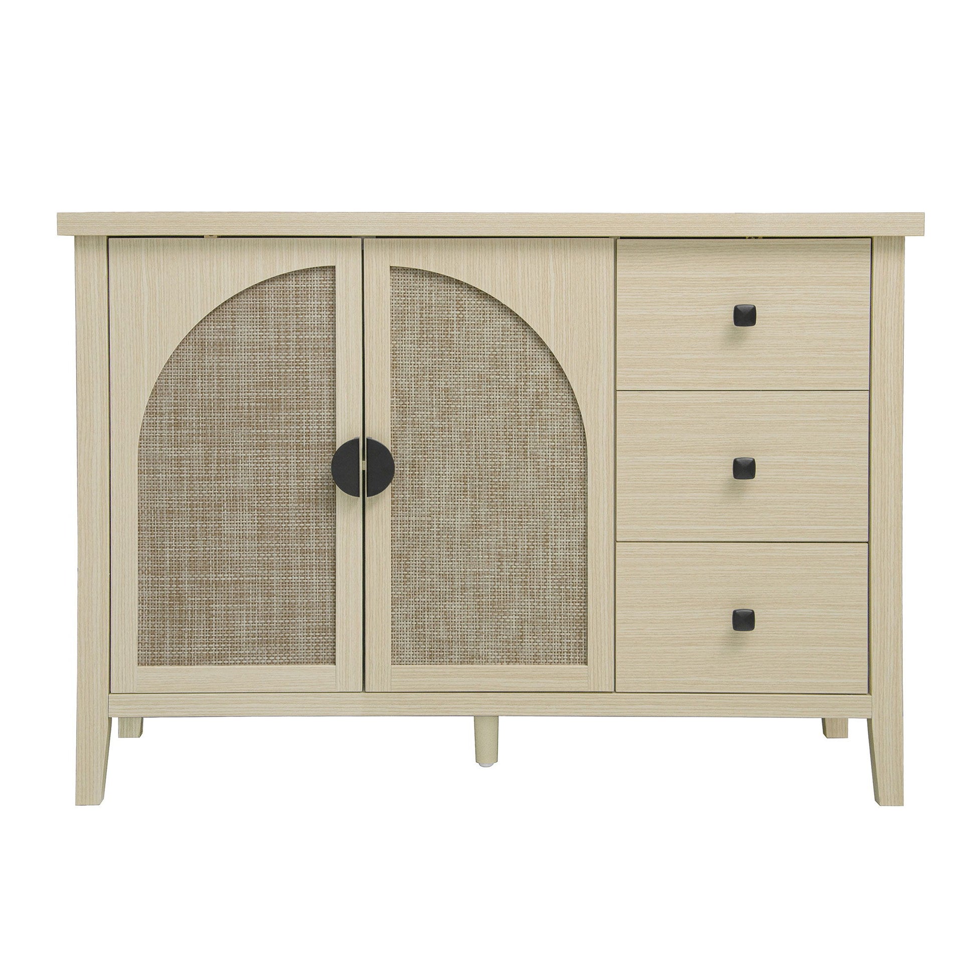 Rattan 2 Door 3 Drawer Cabinet, Suitable For Bedroom - Natural Home Essentials
