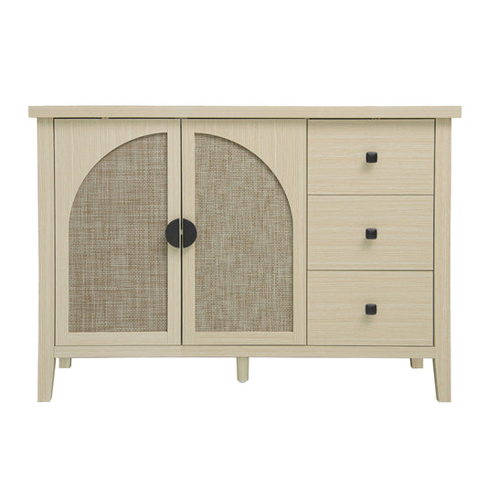 Rattan 2 Door 3 Drawer Cabinet, Suitable For Bedroom - Natural Home Essentials