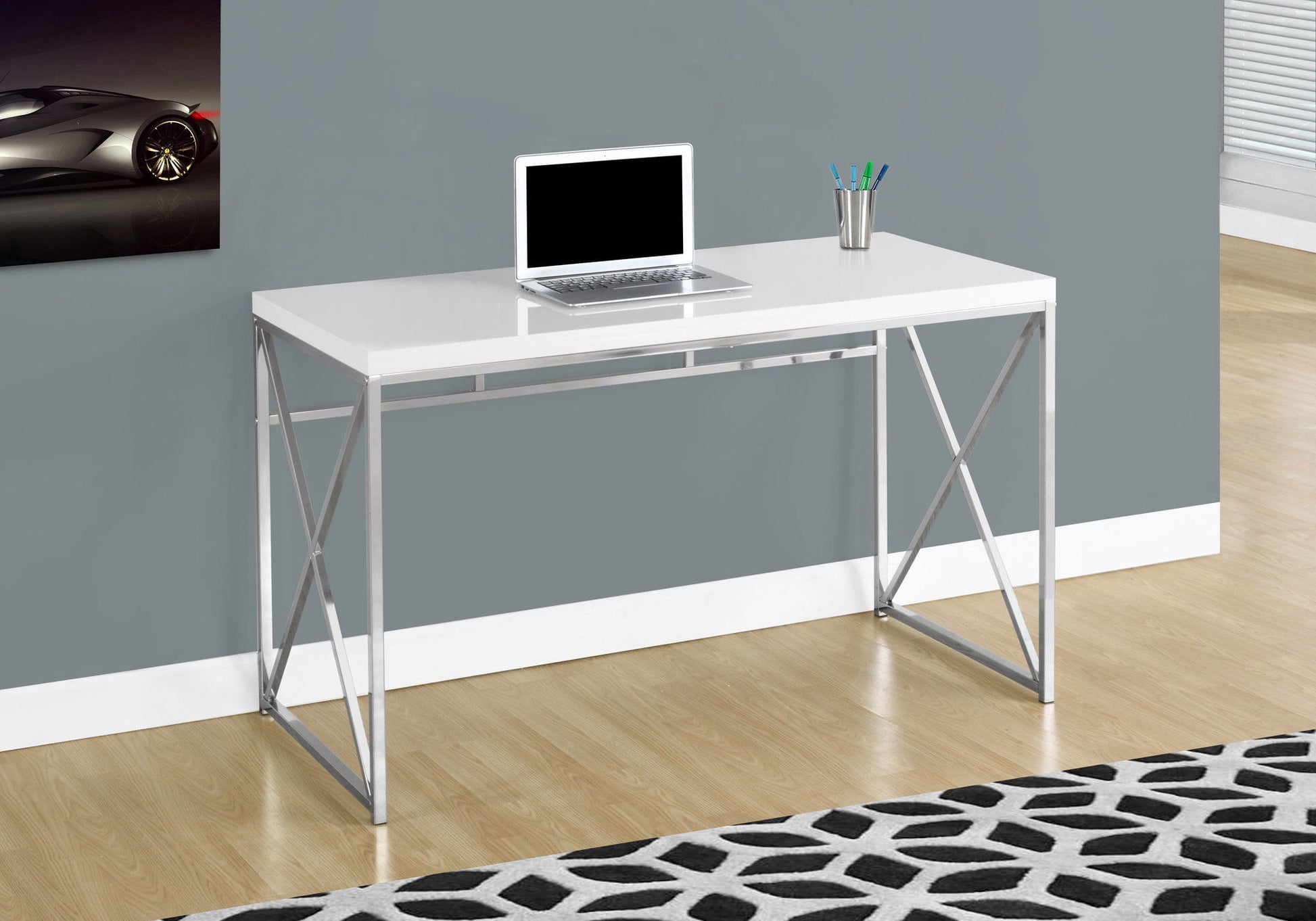 Computer Desk For Home Office, Laptop, Glossy Contemporary & Modern 8th Street