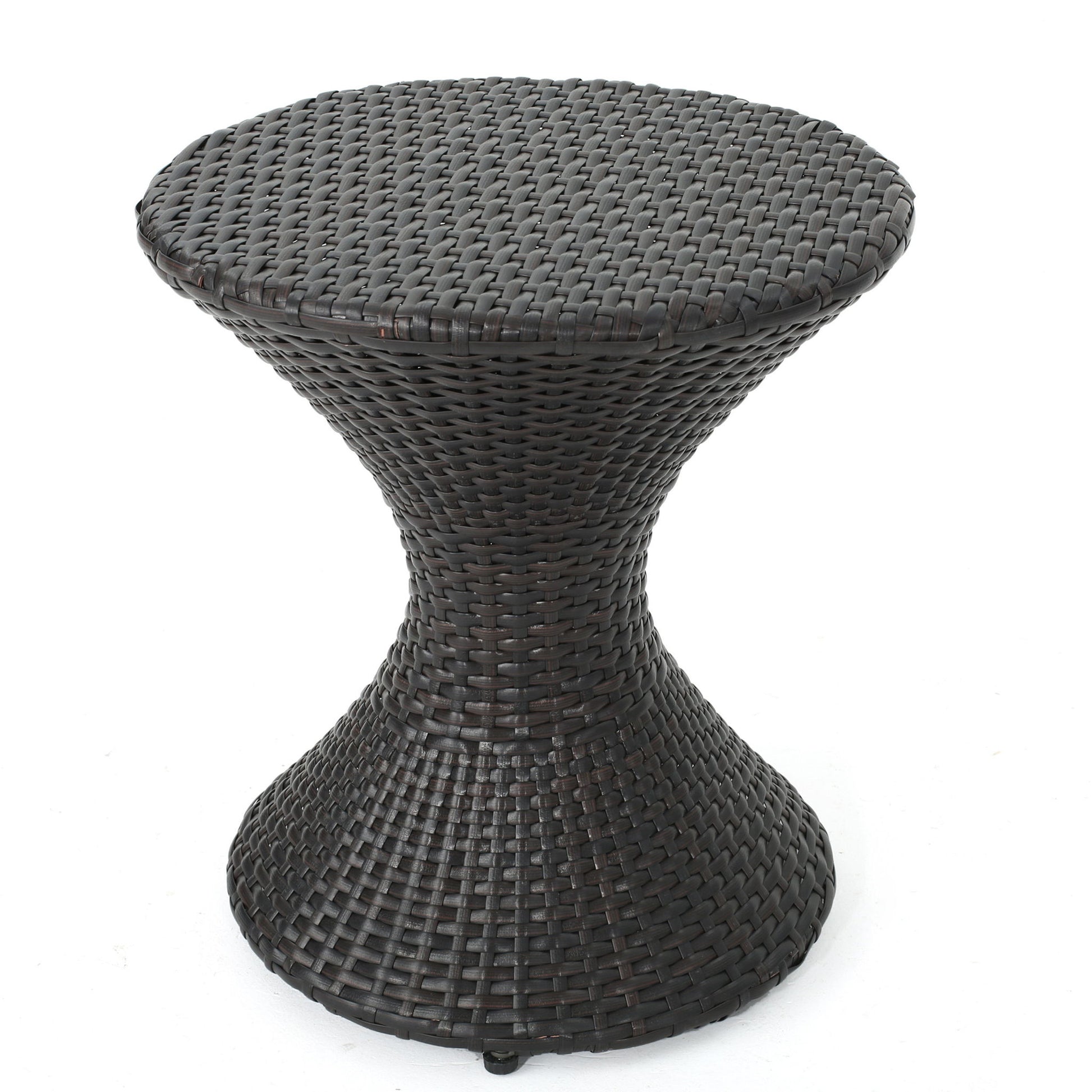 Highest Quality Wicker Hourglass Shaped Side Table - Brown Multi Noble House