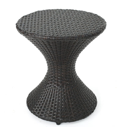 Highest Quality Wicker Hourglass Shaped Side Table - Brown Multi Noble House