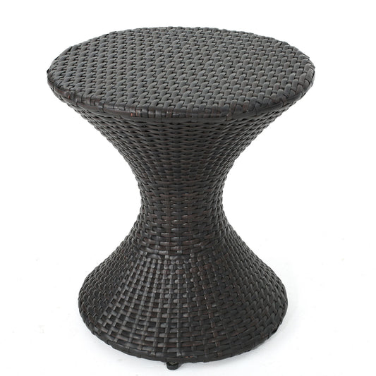 Highest Quality Wicker Hourglass Shaped Side Table - Brown Multi Noble House